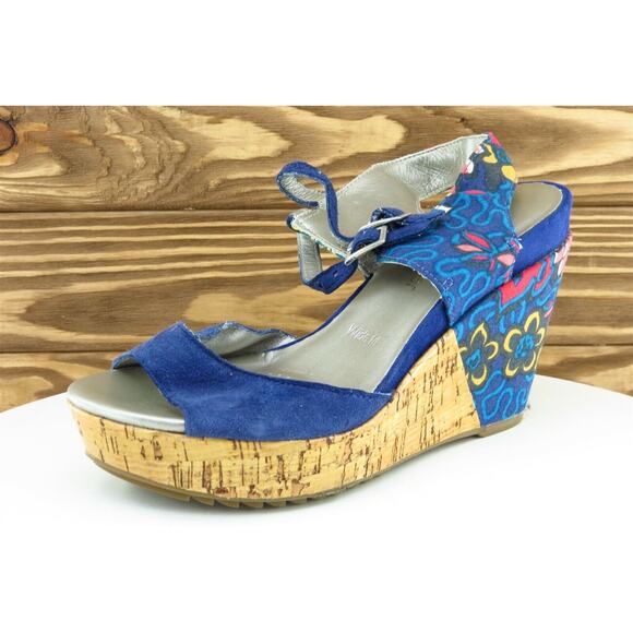 Clarks Sz UK 4 W Blue Ankle Strap‎ Leather Women Sandals - Picture 1 of 8